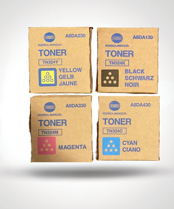 Konica Minolta TN324 Toner Cartridge Set (Black, Cyan, Magenta, Yellow)